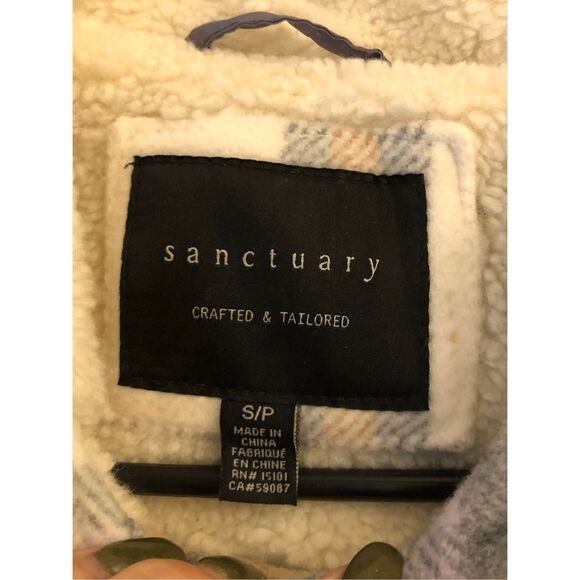 Sanctuary Plaid Sherpa quilted Sherpa shacket coat oversized small - Picture 4 of 12